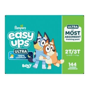 Pampers Easy Ups Ultra Training Pants, Unisex, Size 2T-3T, 144 Count, 10.46 lb, Teal Box, White Training Pants