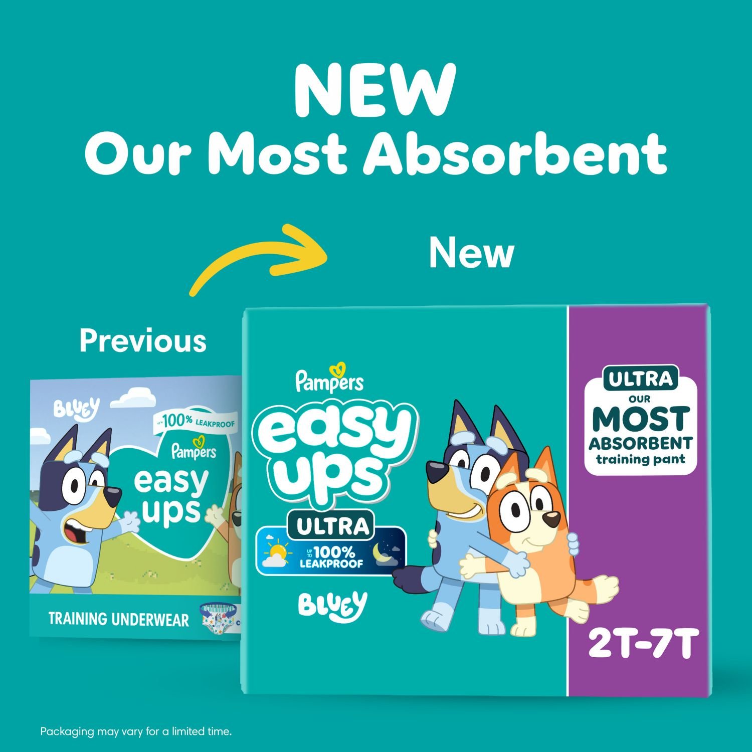 Pampers Easy Ups Ultra Training Pants, Unisex, Size 2T-3T, 144 Count, 10.46 lb, Teal Box, White Training Pants - Image 8
