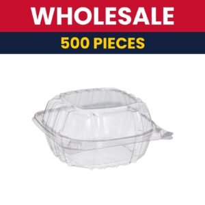Dart C57PST1 ClearSeal? Hinged Lid Food Container - 6"L x 6"W x 3"H, Plastic, Clear - 500 Count