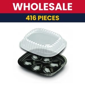 D&W Fine Pack Egg Display Tray w/ Lid - PET, Black - 416 Count