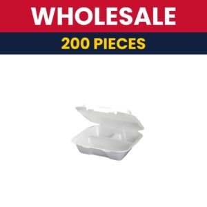 Genpak SN243 Hinged Lid Food Container - 8 1/4"L x 8"W x 3"H, Foam, White - 200 Count