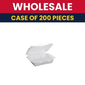 Genpak SN200-V Hinged Lid Food Container - 9 1/4"L x 9 1/4"W x 3"H, Foam, White - Case of 200