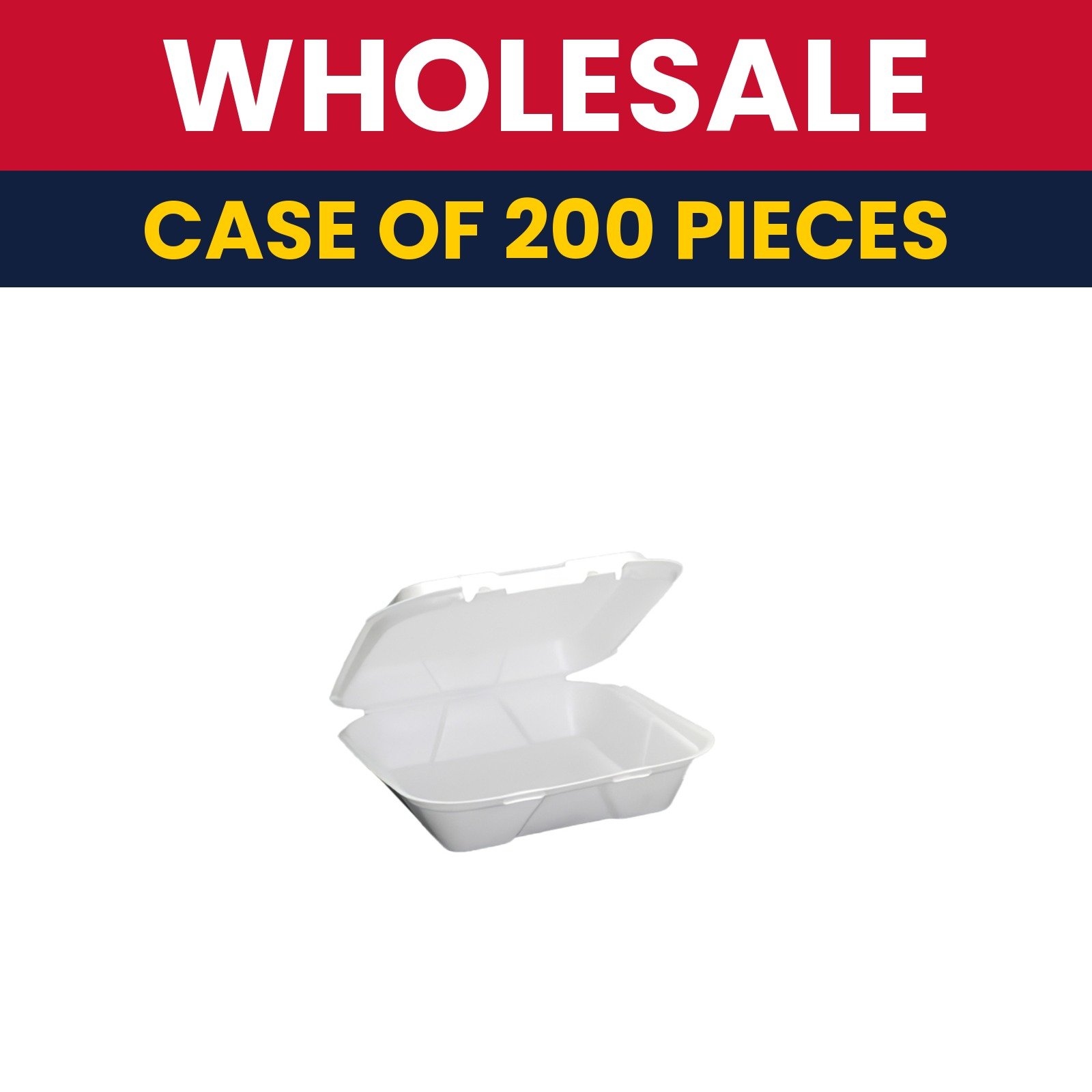 Genpak SN200-V Hinged Lid Food Container - 9 1/4"L x 9 1/4"W x 3"H, Foam, White - Case of 200