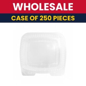 Handi-Foil Handi-Lock Hinged Lid Food Container - 9"L x 9"W x 3"H, Plastic, Clear - Case of 250