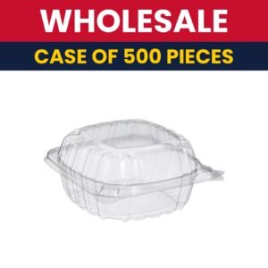 Dart C53PST1 ClearSeal? Hinged Lid Food Container - 5 1/3"L x 5 1/3"W x 2 3/5"H, Plastic, Clear - Case of 500