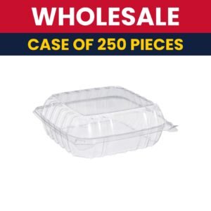 Dart C90PST1 ClearSeal? Hinged Lid Food Container - 8 1/3"L x 8 1/5"W x 3"H, Plastic, Clear - Case of 250