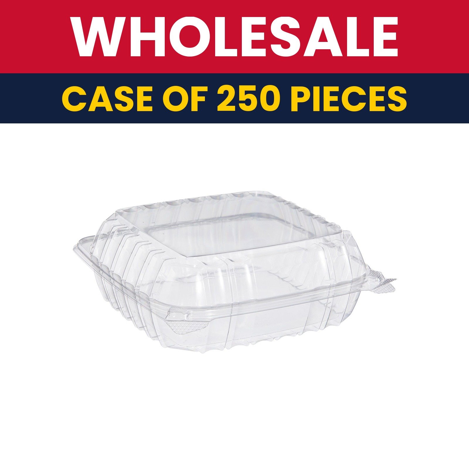 Dart C90PST1 ClearSeal? Hinged Lid Food Container - 8 1/3"L x 8 1/5"W x 3"H, Plastic, Clear - Case of 250