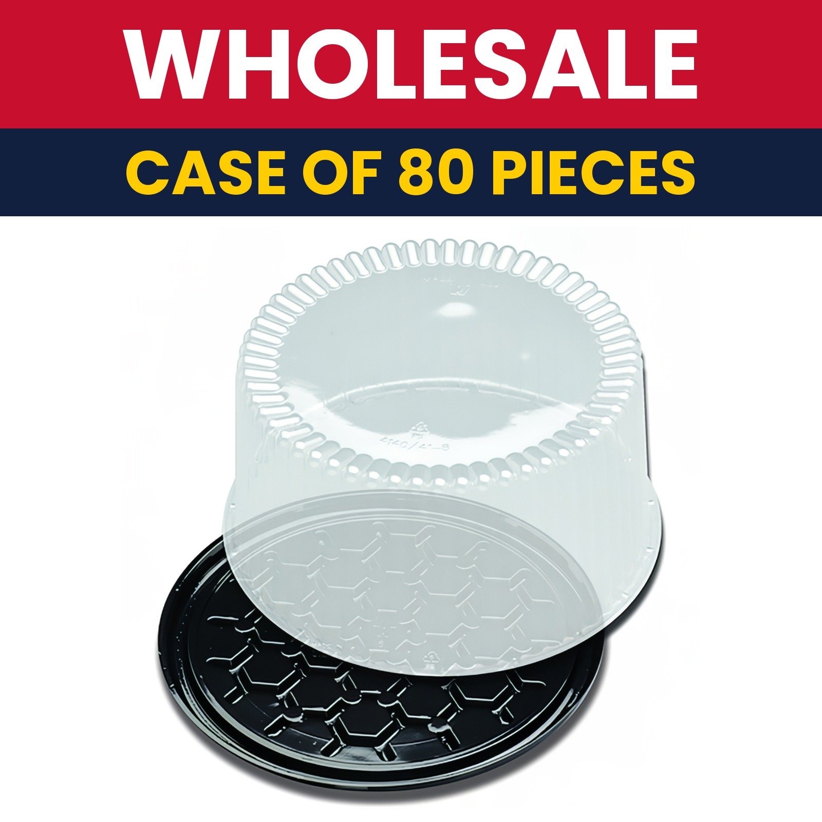 D&W Fine Pack 9" Cake Display Container w/ Lid - Polystyrene, Black - Case of 80