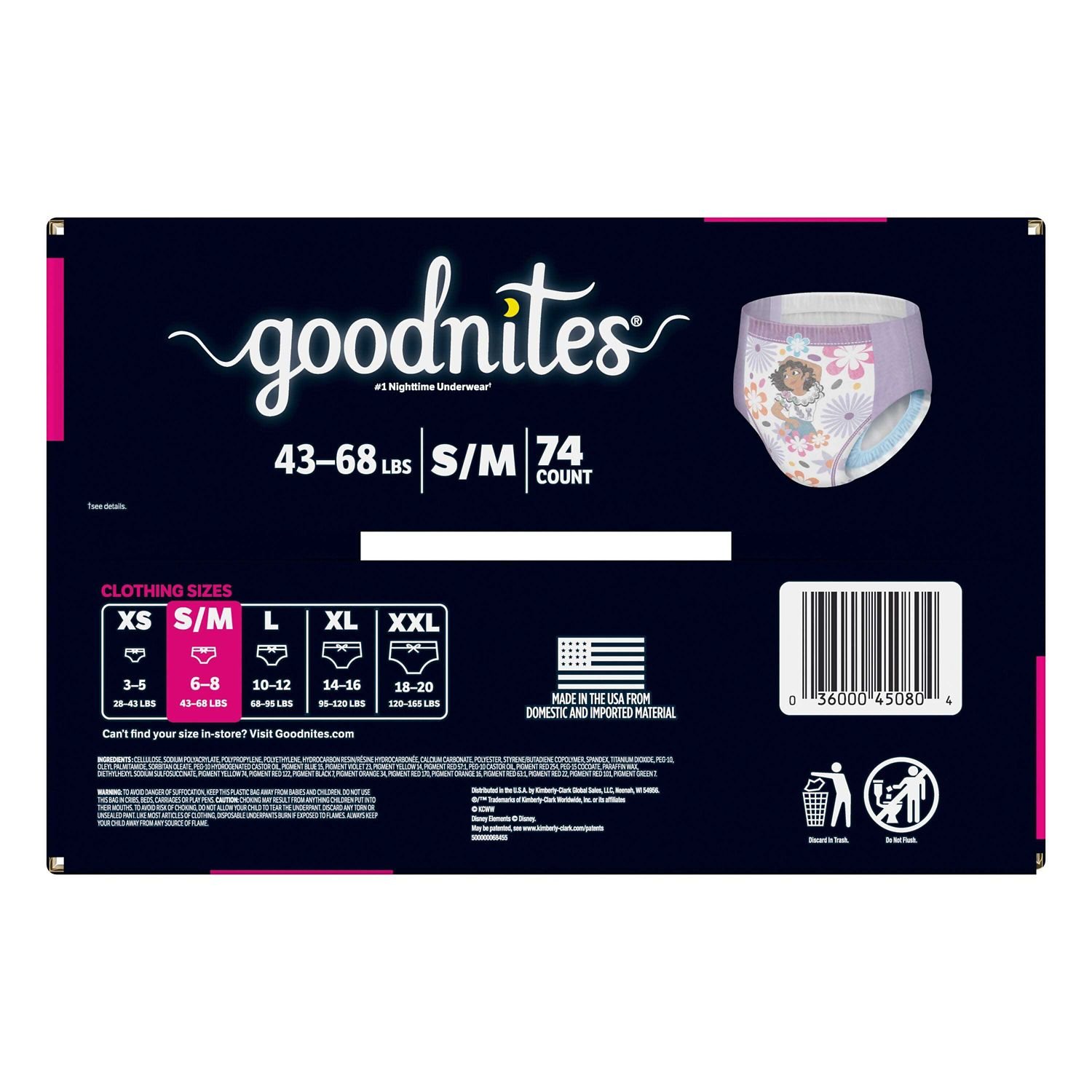 Goodnites Girls' Nighttime Bedwetting Underwear, Size Small/Medium, 74 Count, 10.32 lb, Navy Blue Box, White Nighttime Underwear - Image 2