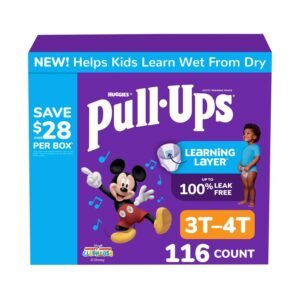 Pull-Ups Boys' Potty Training Pants, Size 3T-4T, 116 Count, 12.71 lb, Blue Box, White Training Pants