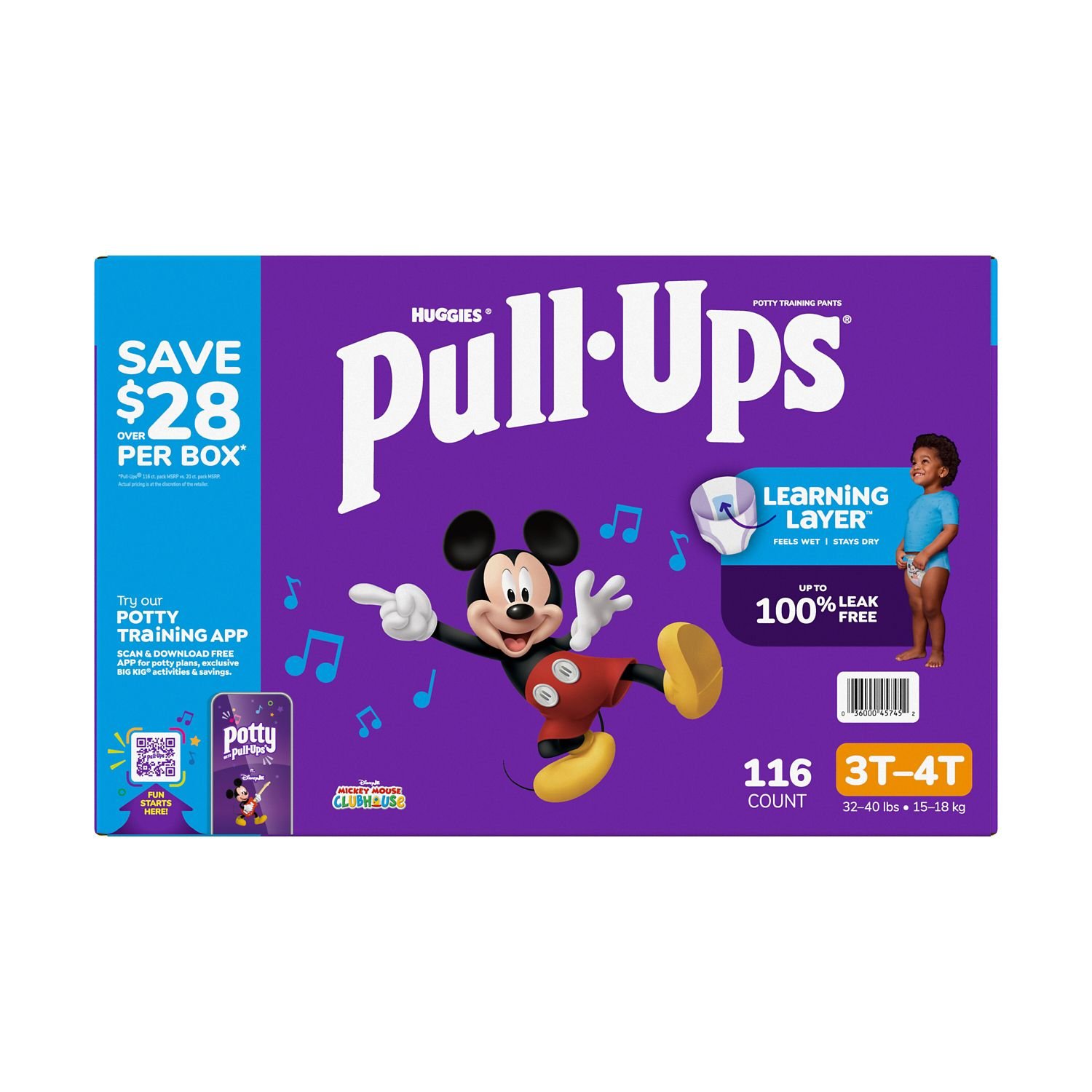 Pull-Ups Boys' Potty Training Pants, Size 3T-4T, 116 Count, 12.71 lb, Blue Box, White Training Pants - Image 3