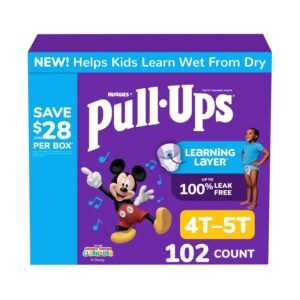 Pull-Ups Boys' Potty Training Pants, Size 4T-5T, 102 Count, 11.11 lb, Blue Box, White Training Pants