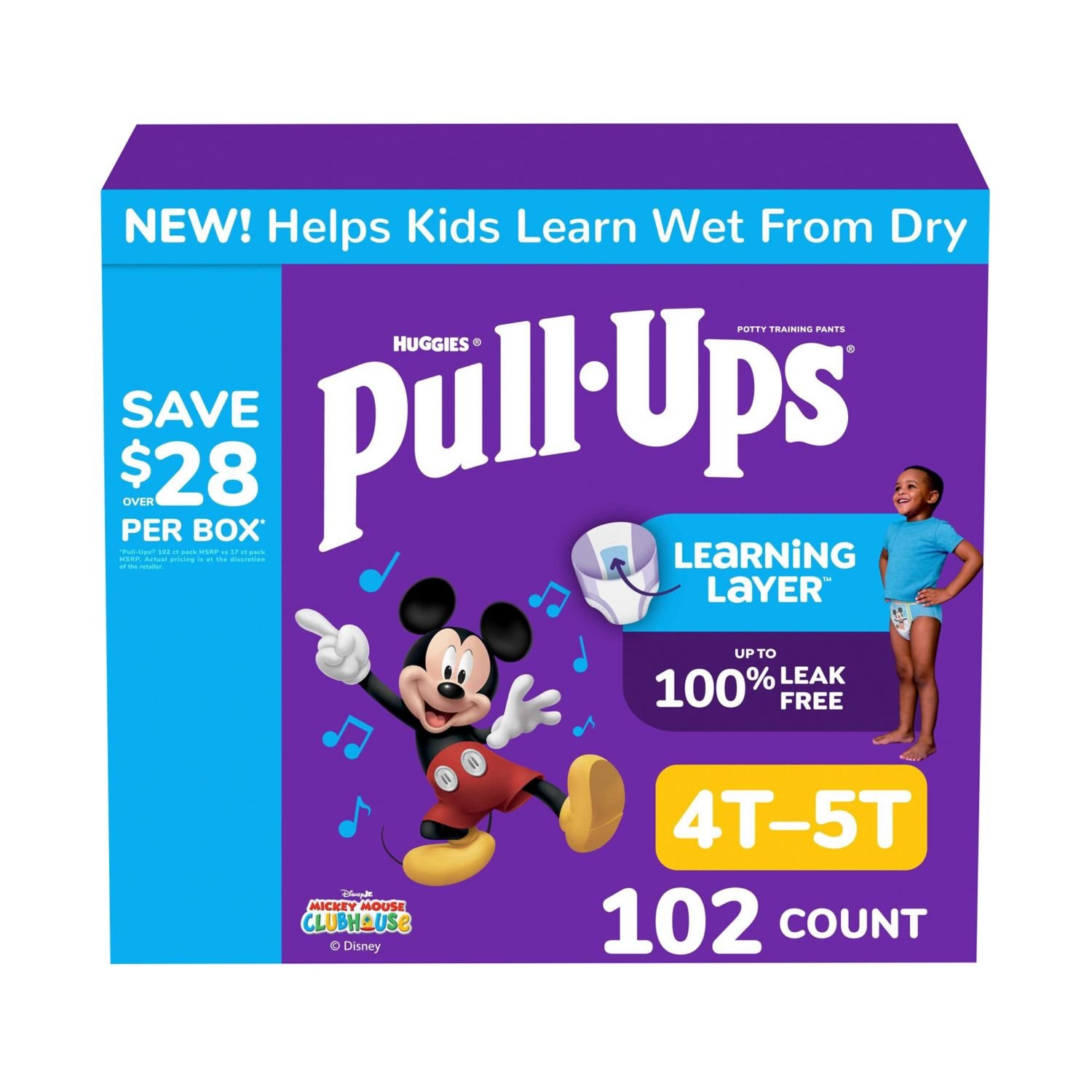 Pull-Ups Boys' Potty Training Pants, Size 4T-5T, 102 Count, 11.11 lb, Blue Box, White Training Pants