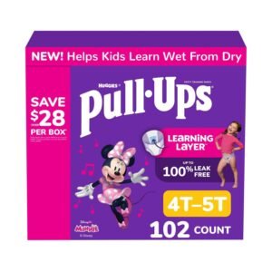 Pull-Ups Girls' Potty Training Pants, Size 4T-5T, 102 Count, 11.11 lb, Pink Box, White Training Pants