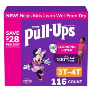 Pull-Ups Girls' Potty Training Pants, Size 3T-4T, 116 Count, 12.71 lb, Pink Box, White Training Pants