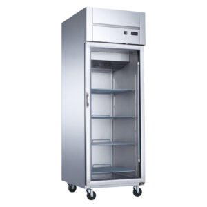 Dukers, Single Glass Door Reach In Refrigerator, Top Mount Compressor
