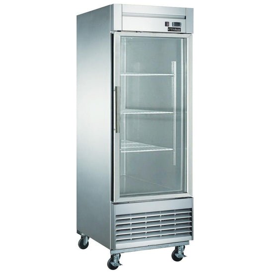 Dukers, Single Glass Door Reach In Freezer, Bottom Mount Compressor