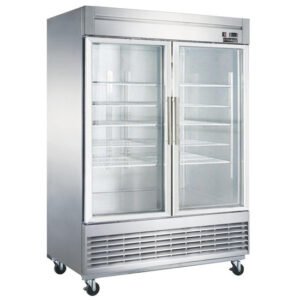 Dukers, Double Glass Door Reach In Refrigerator, Mottom Mount Compressor