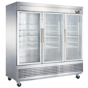 Dukers, Three Glass Door Reach In Refrigerator, Mottom Mount Compressor