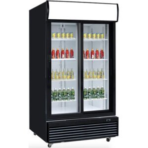 Dukers, Double Sliding Door Merchandiser Refrigerator