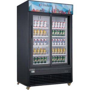 Dukers, Double Sliding Door Merchandiser Refrigerator