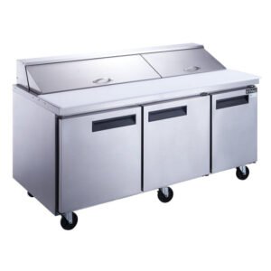 Dukers, Three Door Salad Prep Station Refrigerator, Regular Top