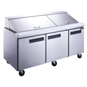 Dukers, Three Door Salad Prep Station Refrigerator, Mega Top